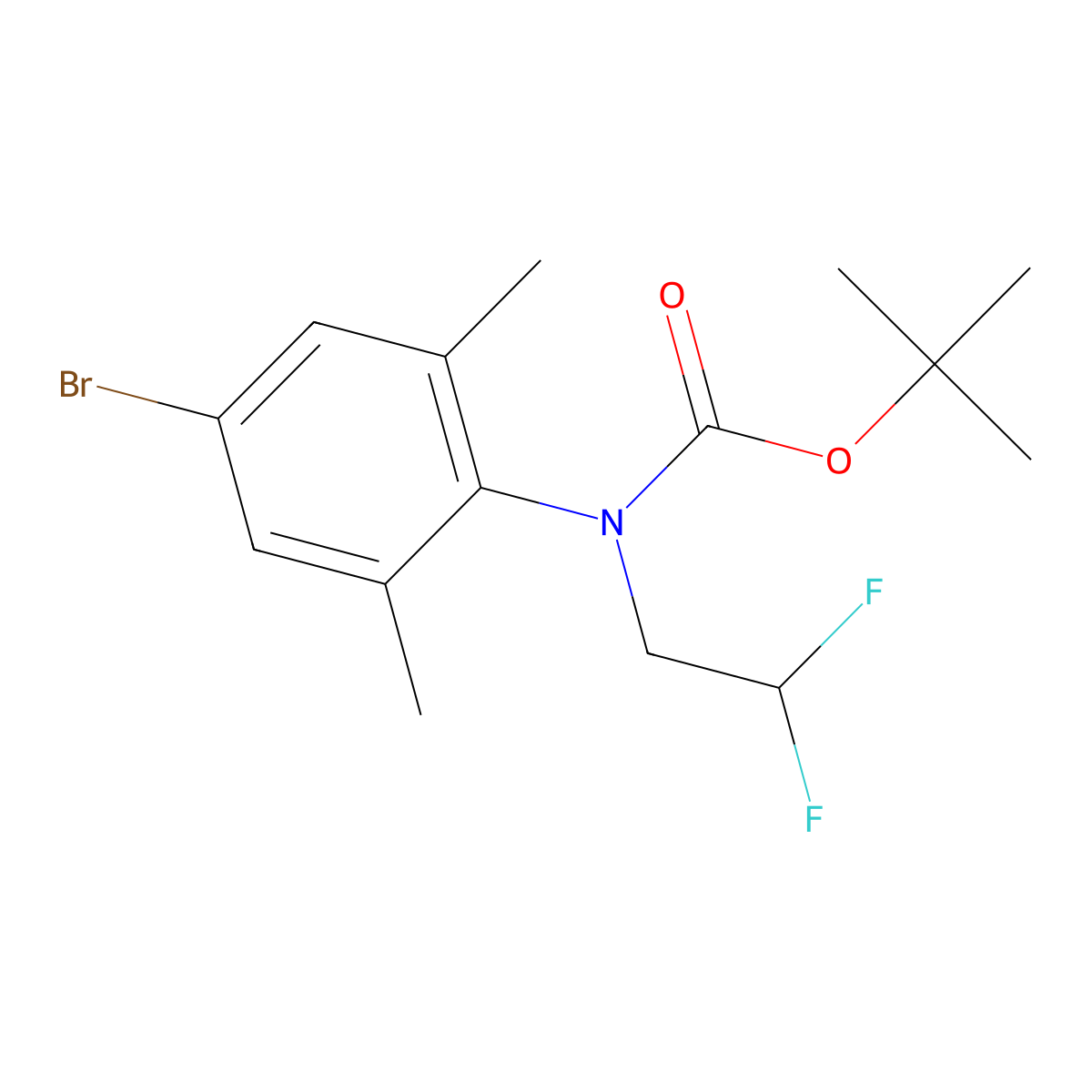 tert-butyl N-(4-bromo-2,6-dimethylphenyl)-N-(2,2-difluoroethyl)carbamate molecular structure, CAS 2680768-97-0