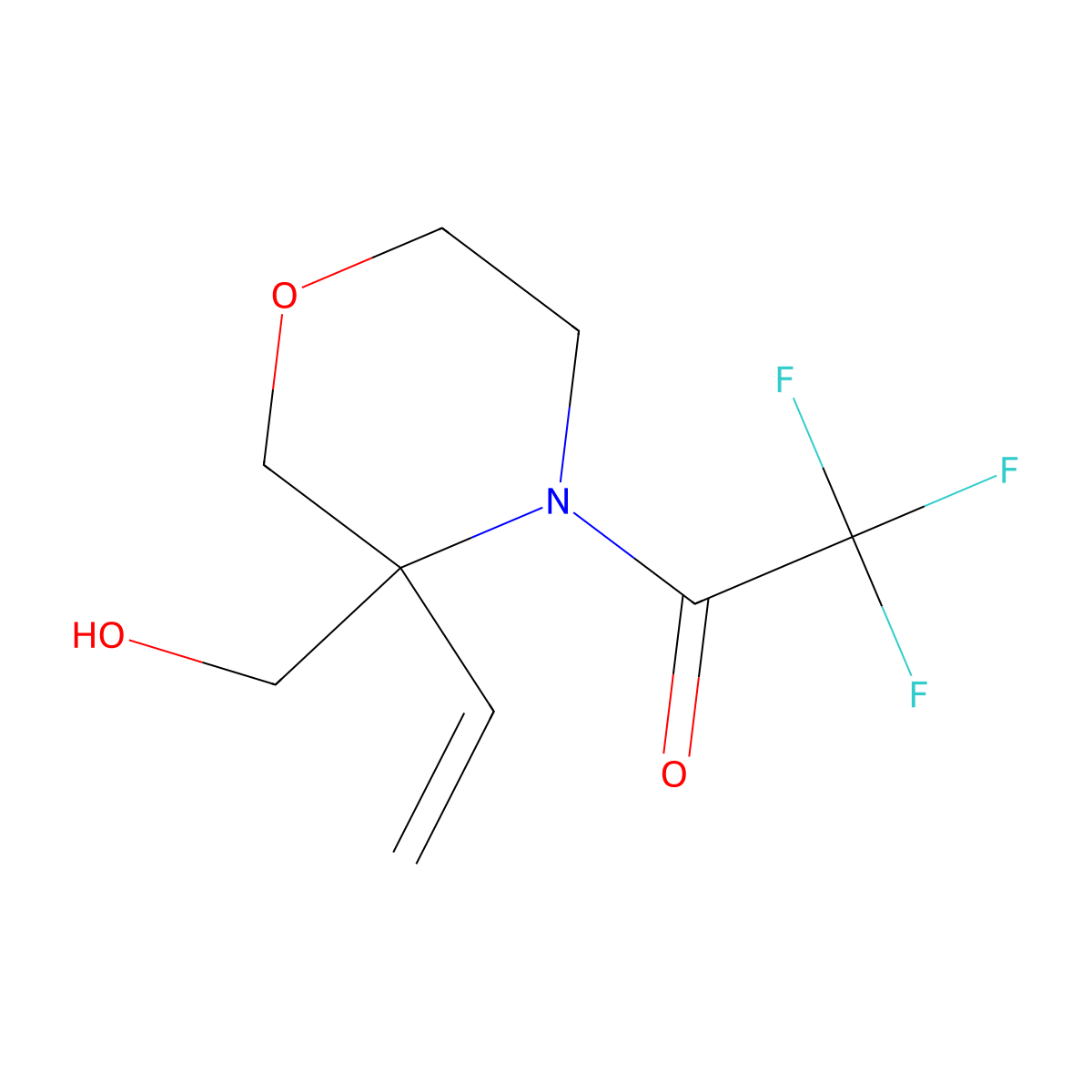 1-[3-Ethenyl-3-(hydroxymethyl)morpholin-4-yl]-2,2,2-trifluoroethan-1-one molecular structure, CAS 2680768-98-1