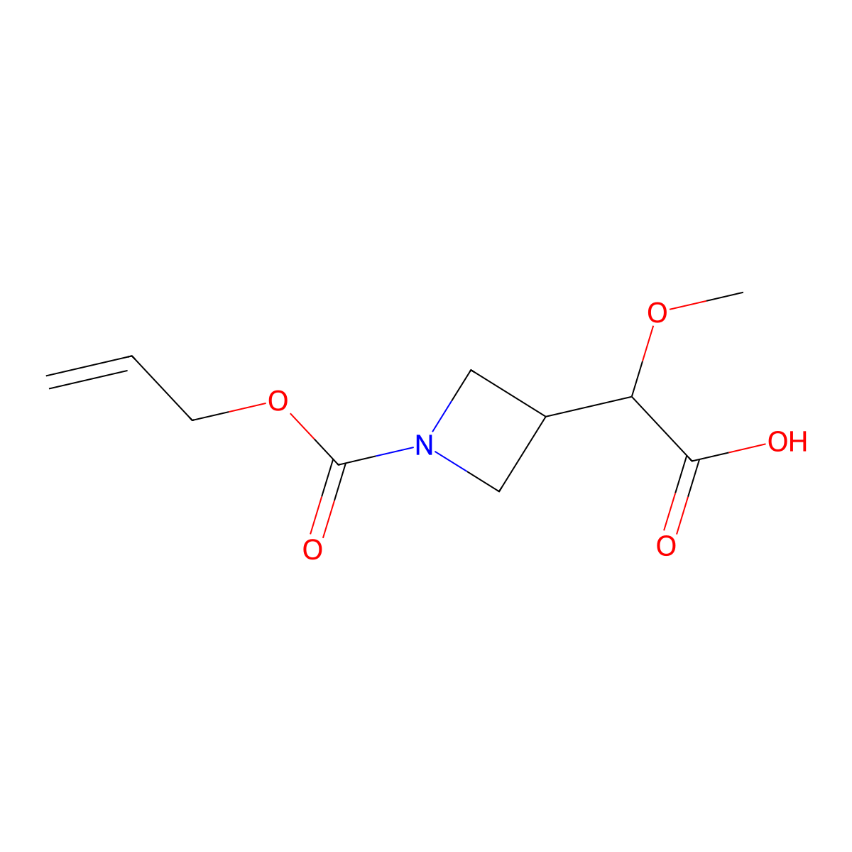 2-Methoxy-2-{1-[(prop-2-en-1-yloxy)carbonyl]azetidin-3-yl}acetic acid molecular structure, CAS 2680769-03-1