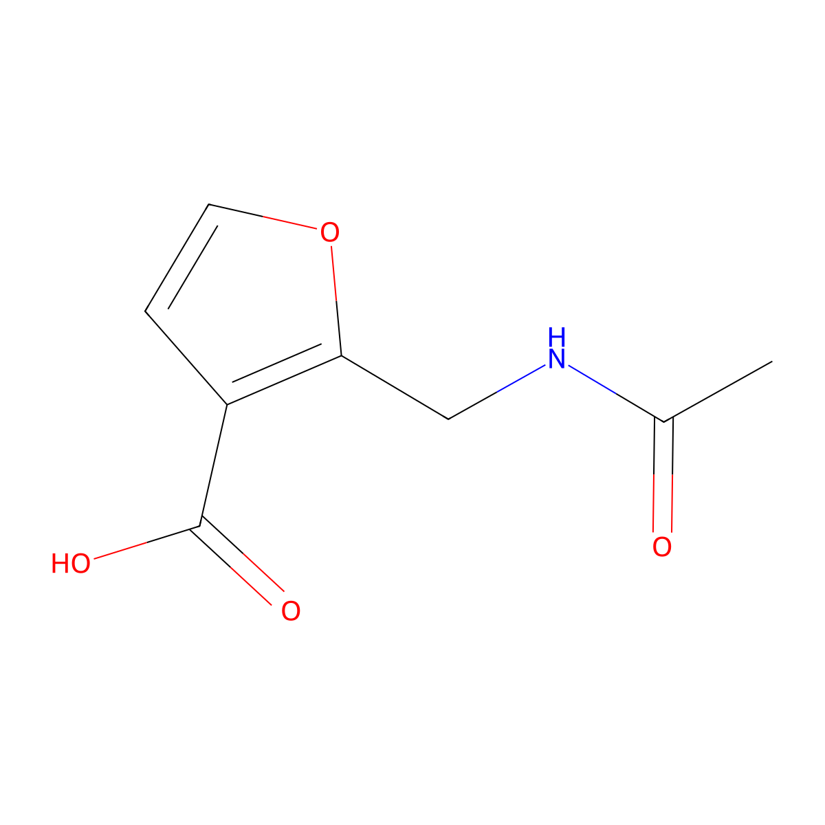 2-(Acetamidomethyl)furan-3-carboxylic acid molecular structure, CAS 2680769-04-2