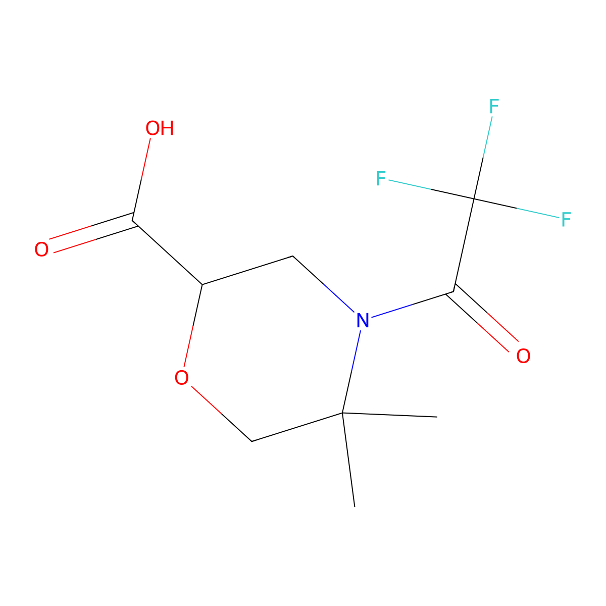 5,5-Dimethyl-4-(trifluoroacetyl)morpholine-2-carboxylic acid molecular structure, CAS 2680769-09-7