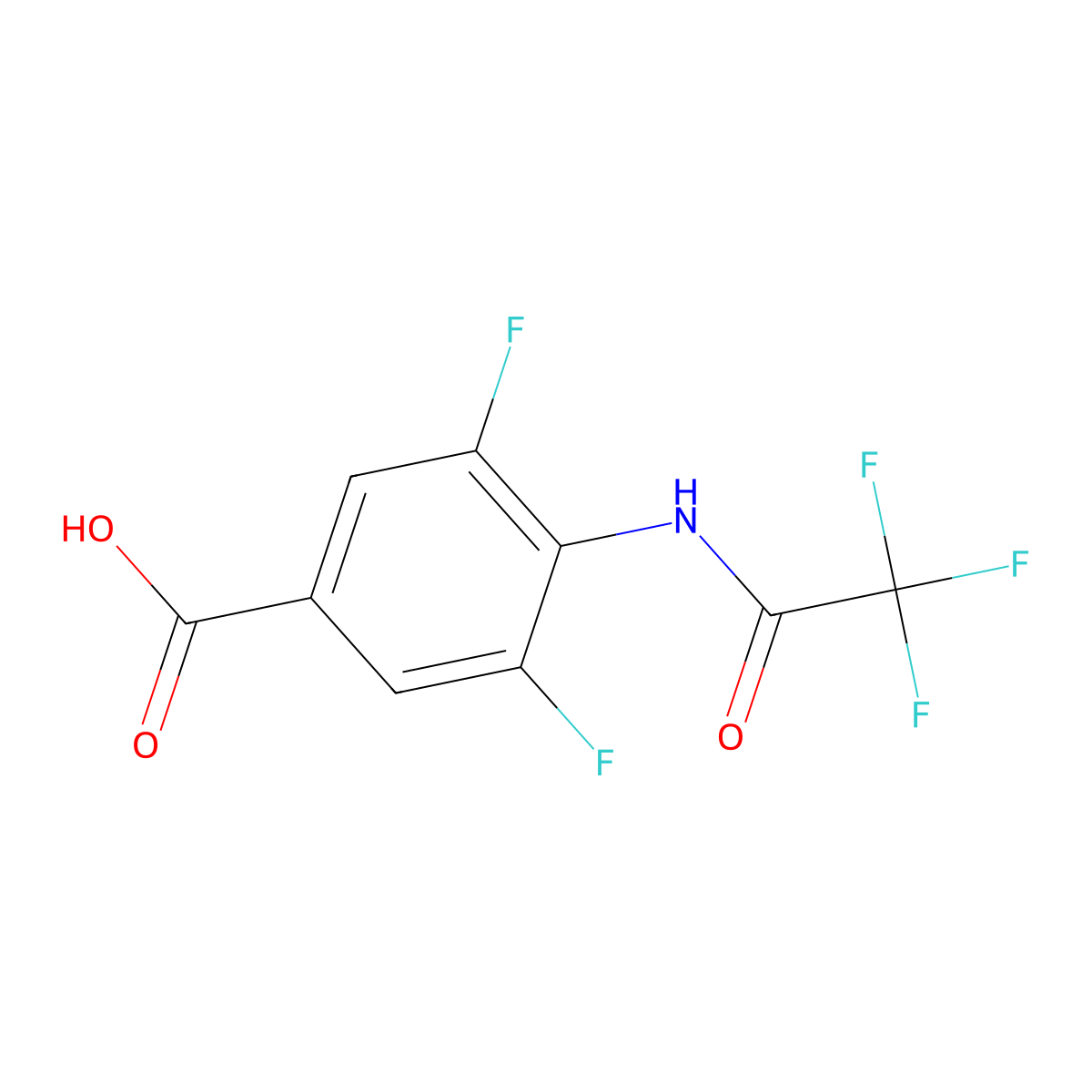 3,5-Difluoro-4-(2,2,2-trifluoroacetamido)benzoic acid molecular structure, CAS 2680769-12-2