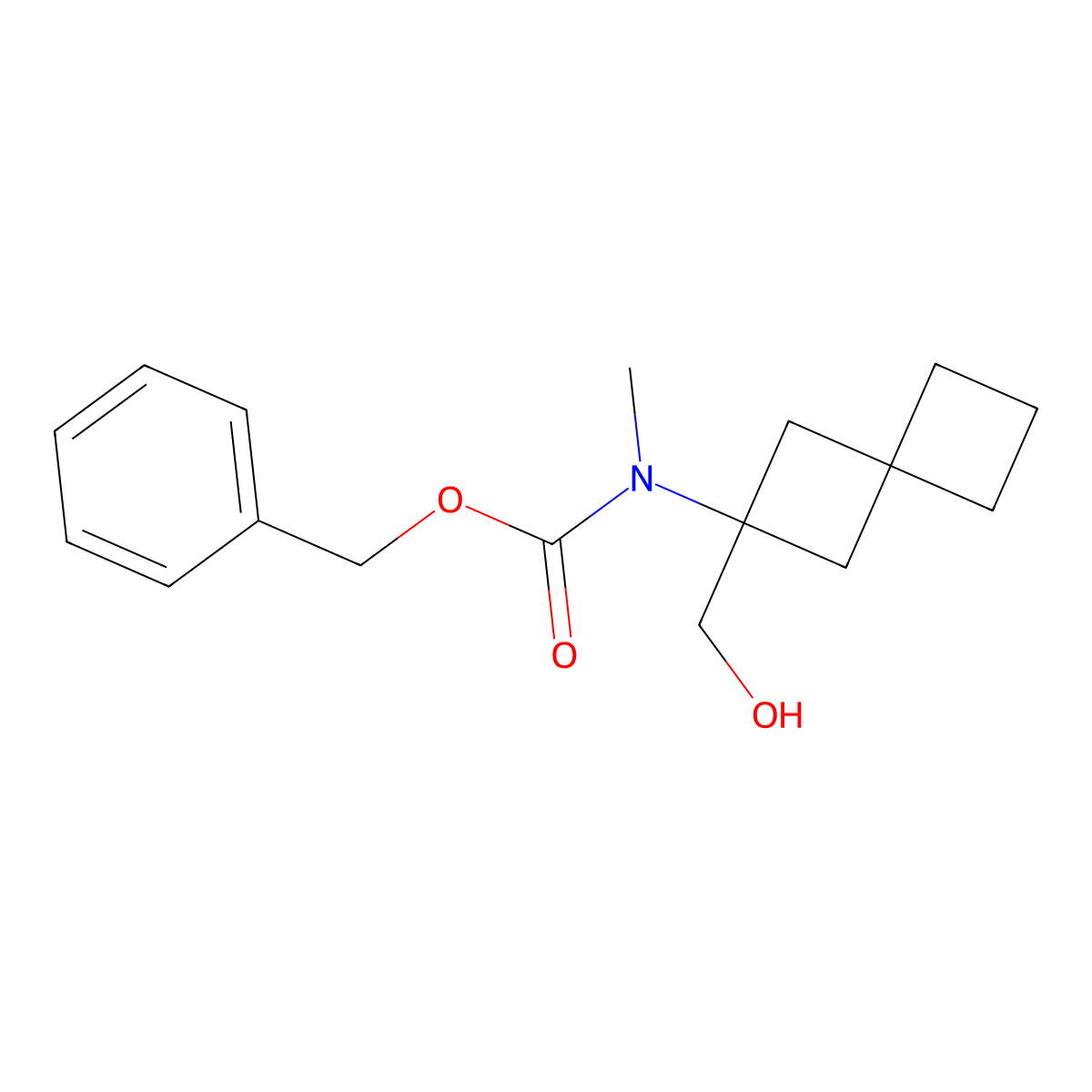 benzyl N-[2-(hydroxymethyl)spiro[3.3]heptan-2-yl]-N-methylcarbamate molecular structure, CAS 2680769-15-5