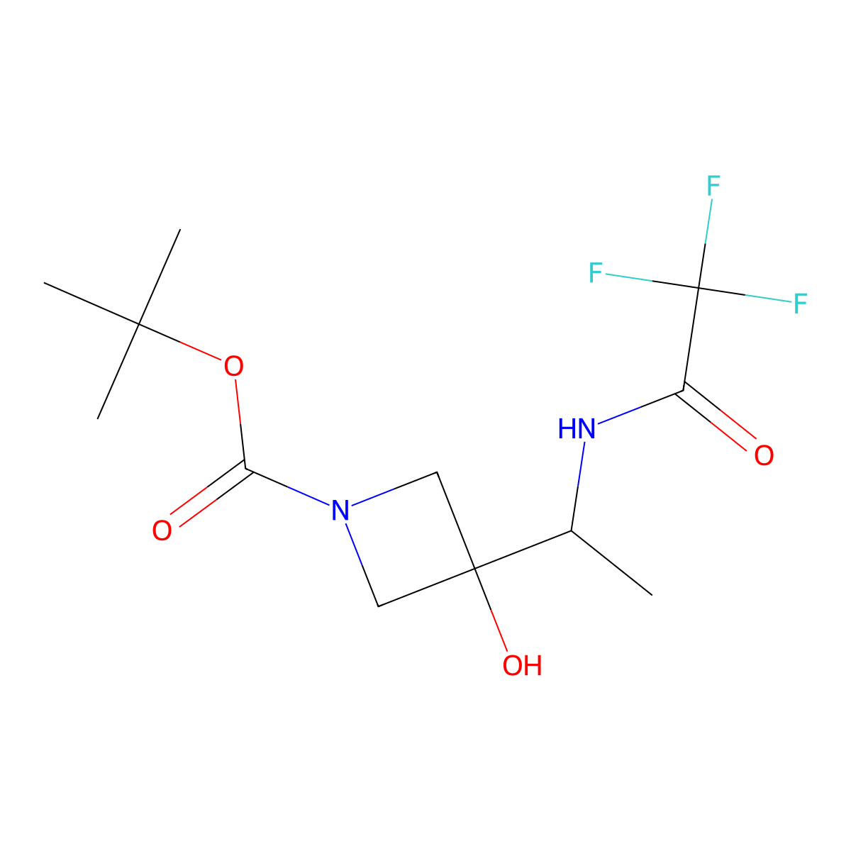 Tert-butyl 3-hydroxy-3-[1-(trifluoroacetamido)ethyl]azetidine-1-carboxylate molecular structure, CAS 2680769-22-4
