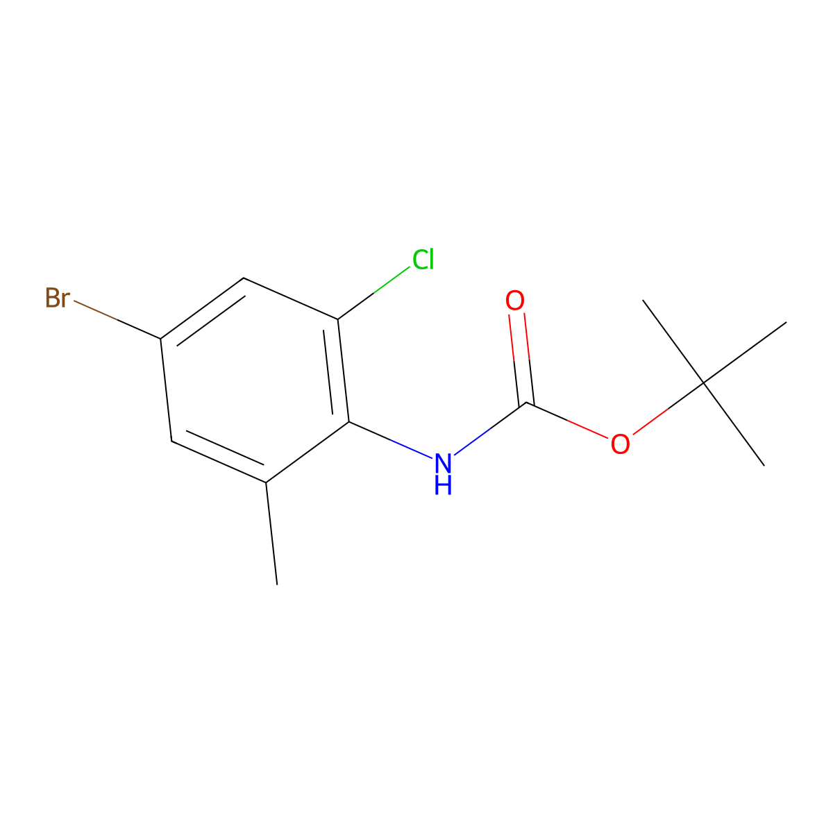tert-butyl N-(4-bromo-2-chloro-6-methylphenyl)carbamate molecular structure, CAS 2680769-26-8