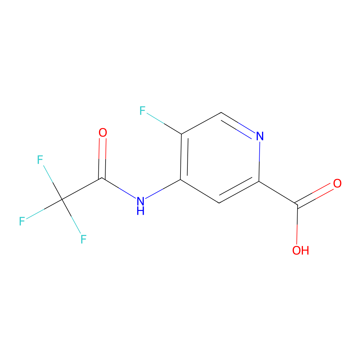 5-Fluoro-4-(2,2,2-trifluoroacetamido)pyridine-2-carboxylic acid molecular structure, CAS 2680769-36-0