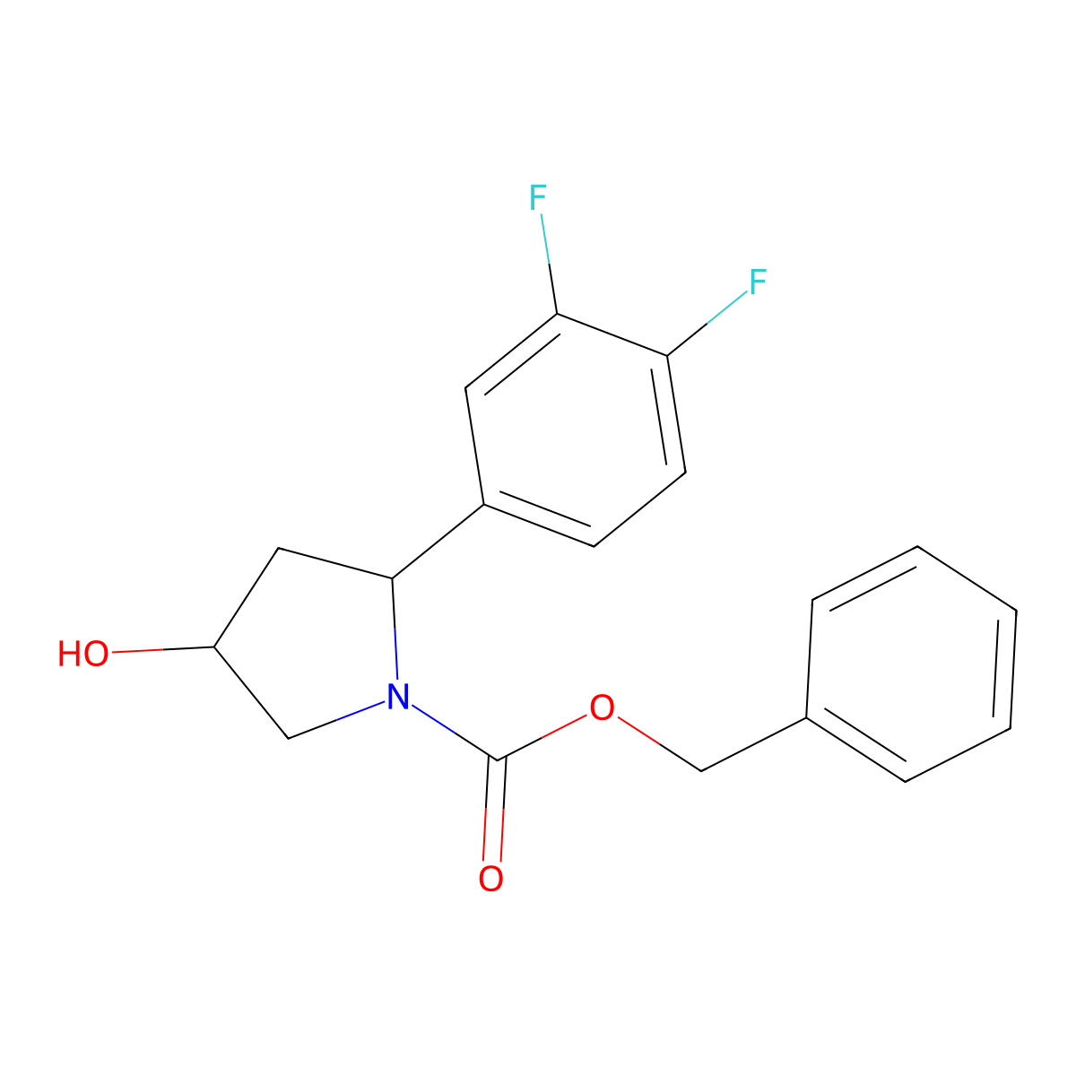 Benzyl 2-(3,4-difluorophenyl)-4-hydroxypyrrolidine-1-carboxylate molecular structure, CAS 2680769-37-1