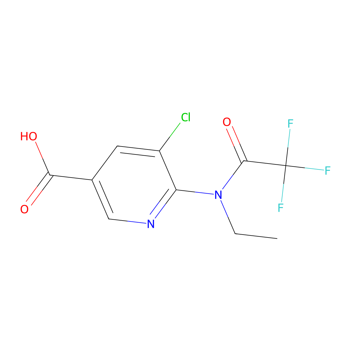 5-chloro-6-(N-ethyl-2,2,2-trifluoroacetamido)pyridine-3-carboxylic acid molecular structure, CAS 2680769-43-9