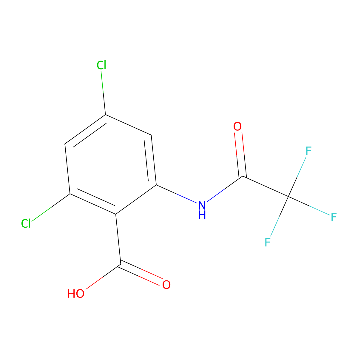 2,4-Dichloro-6-(2,2,2-trifluoroacetamido)benzoic acid molecular structure, CAS 2680769-51-9