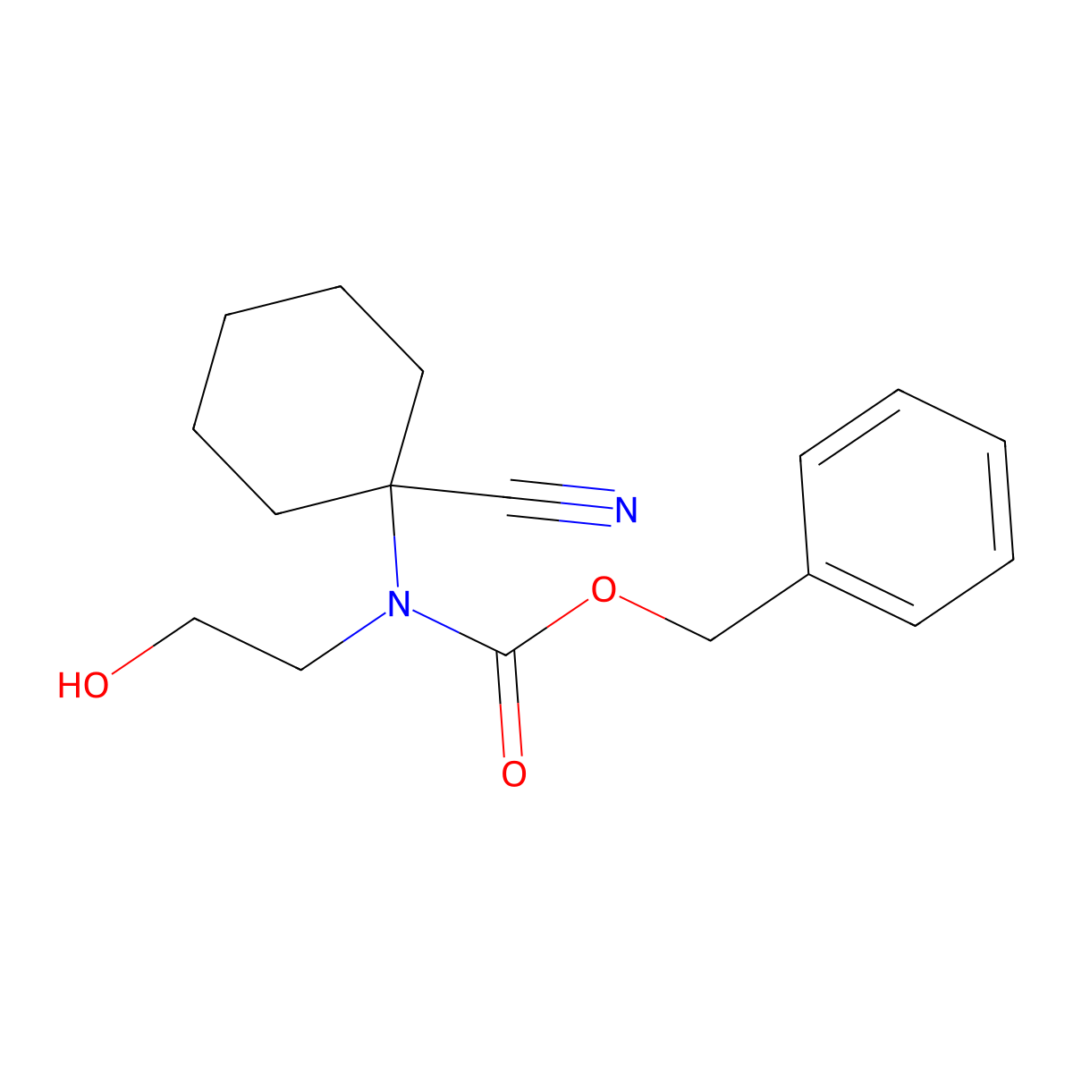 benzyl N-(1-cyanocyclohexyl)-N-(2-hydroxyethyl)carbamate molecular structure, CAS 2680769-54-2
