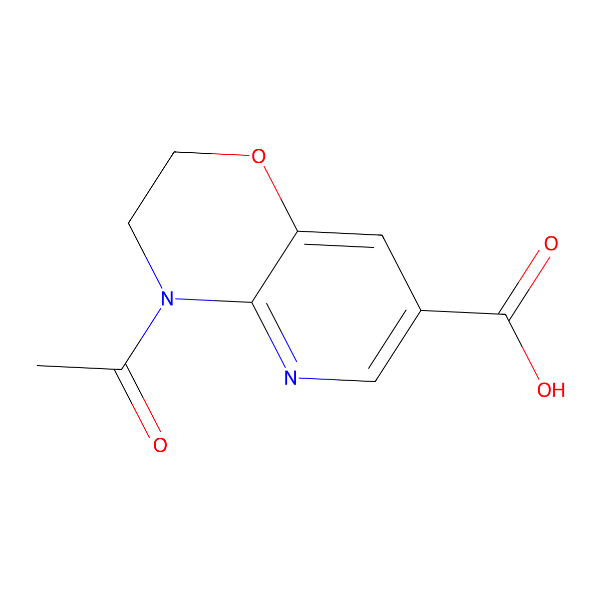 4-acetyl-2H,3H,4H-pyrido[3,2-b][1,4]oxazine-7-carboxylic acid molecular structure, CAS 2680769-60-0