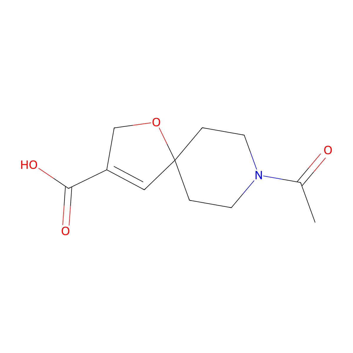 8-Acetyl-1-oxa-8-azaspiro[4.5]dec-3-ene-3-carboxylic acid molecular structure, CAS 2680769-64-4