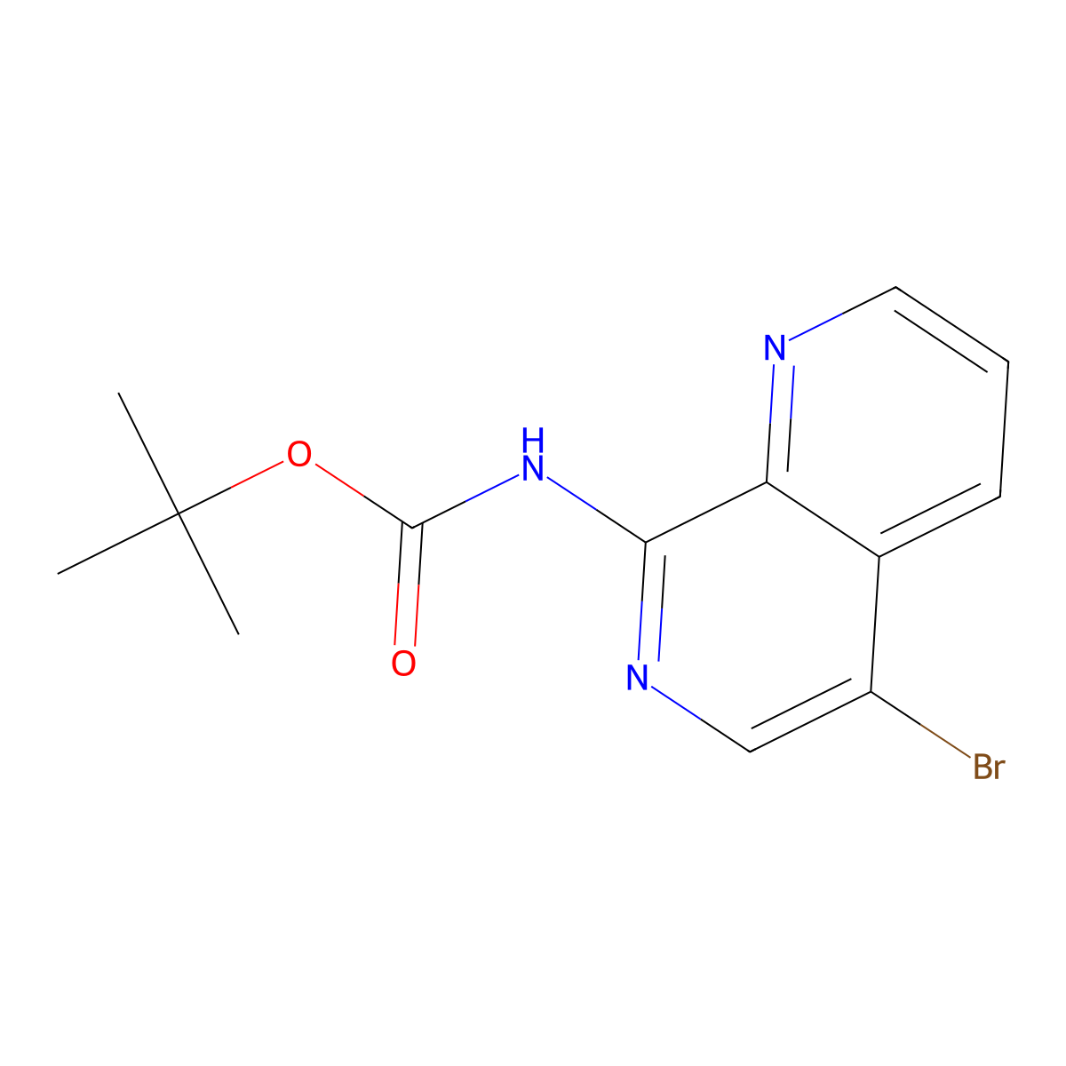tert-butyl N-(5-bromo-1,7-naphthyridin-8-yl)carbamate molecular structure, CAS 2680769-68-8
