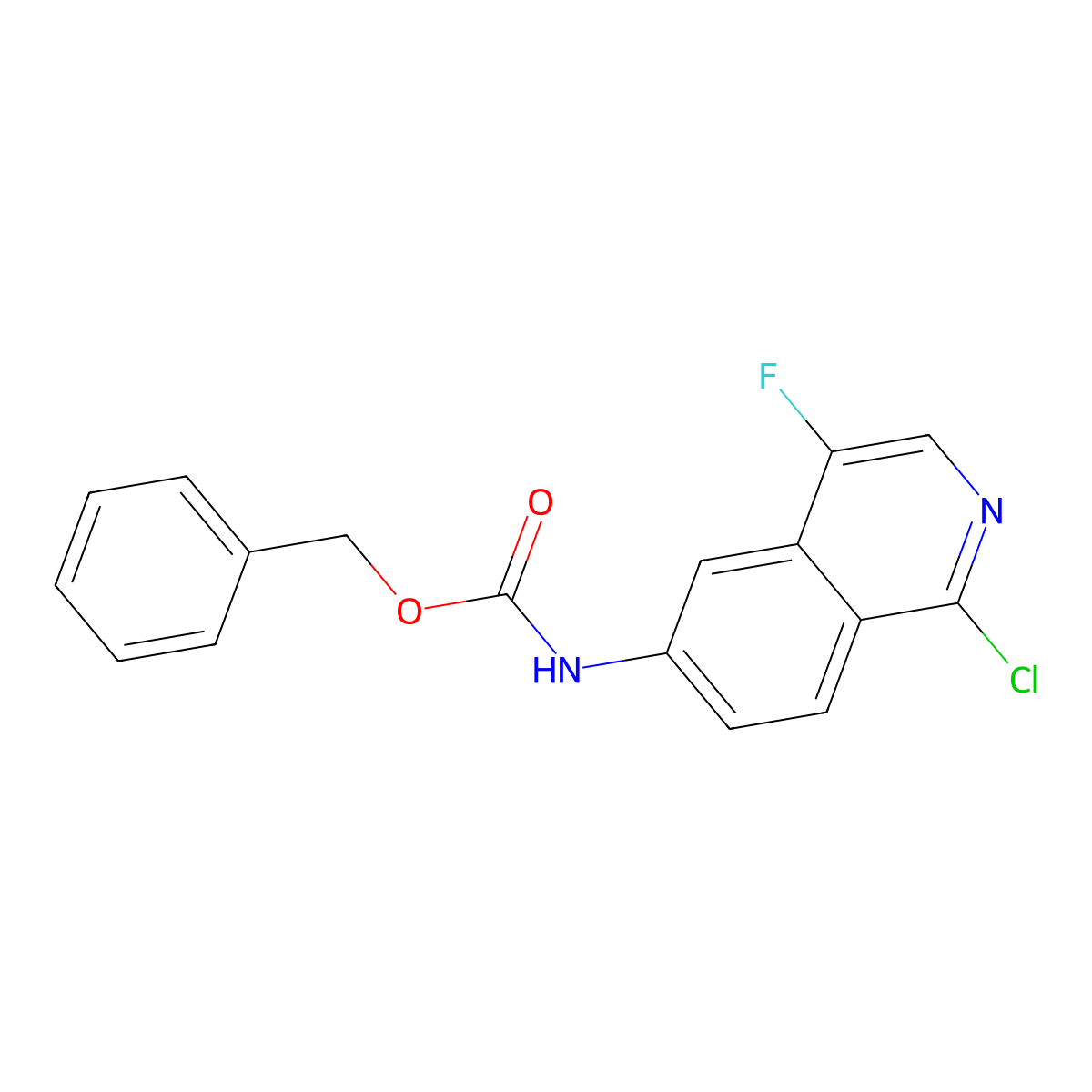 benzyl N-(1-chloro-4-fluoroisoquinolin-6-yl)carbamate molecular structure, CAS 2680769-69-9