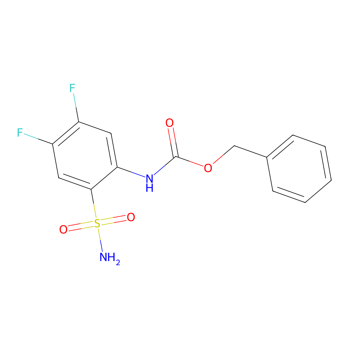 benzyl N-(4,5-difluoro-2-sulfamoylphenyl)carbamate molecular structure, CAS 2680769-70-2