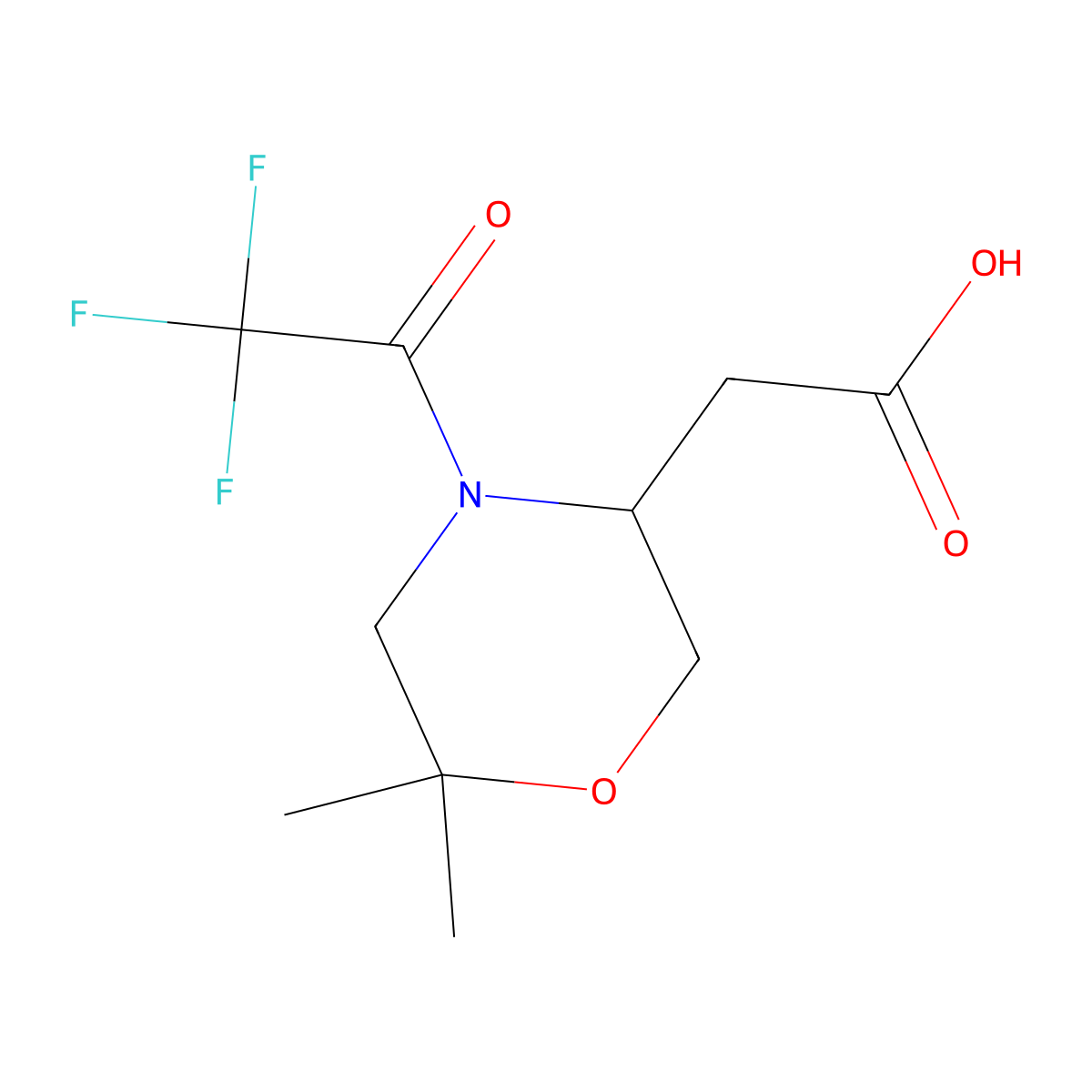 2-[6,6-Dimethyl-4-(2,2,2-trifluoroacetyl)morpholin-3-yl]acetic acid molecular structure, CAS 2680769-76-8