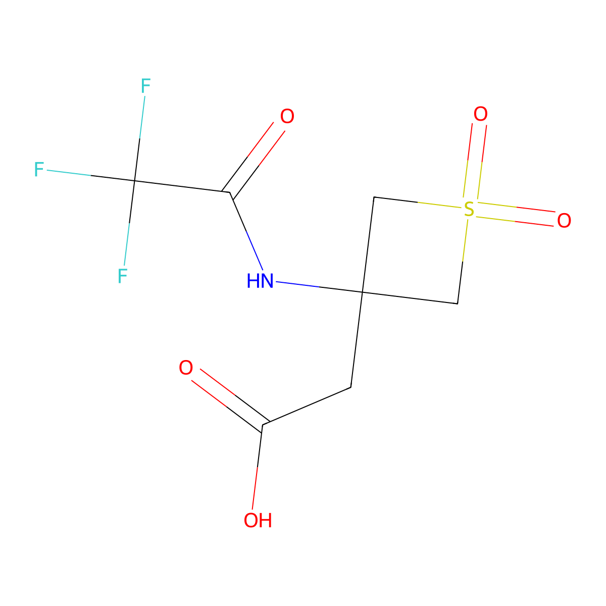 2-[1,1-Dioxo-3-(2,2,2-trifluoroacetamido)-1lambda6-thietan-3-yl]acetic acid molecular structure, CAS 2680769-86-0