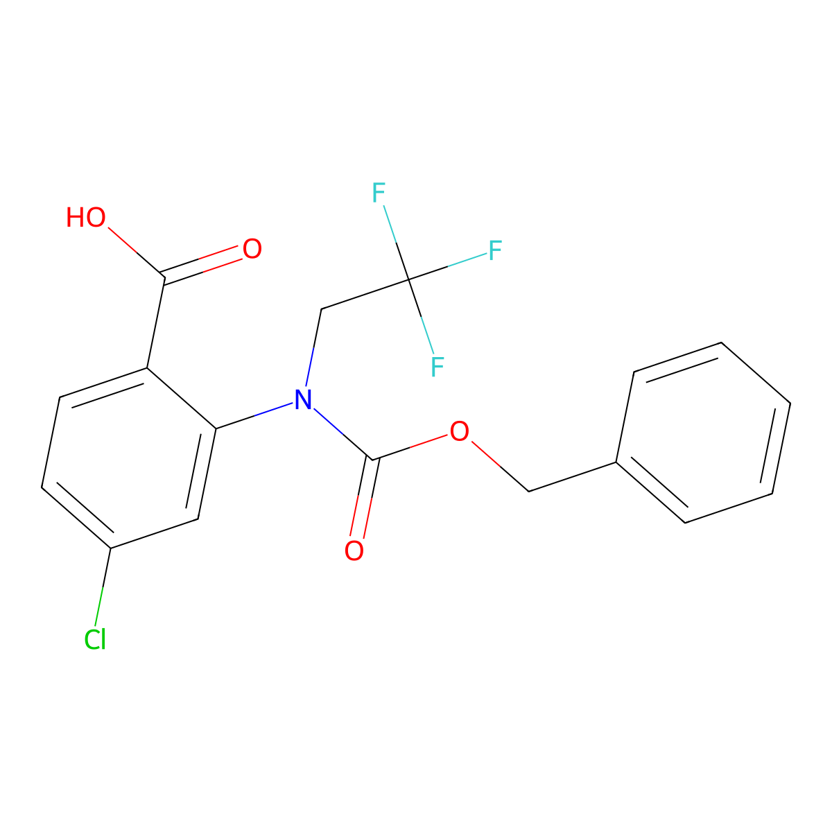 2-{[(Benzyloxy)carbonyl](2,2,2-trifluoroethyl)amino}-4-chlorobenzoic acid molecular structure, CAS 2680769-95-1