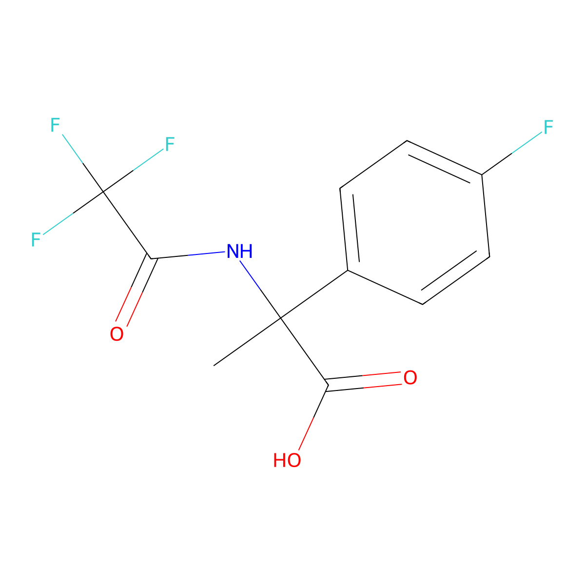 2-(4-Fluorophenyl)-2-(2,2,2-trifluoroacetamido)propanoic acid molecular structure, CAS 2680770-00-5