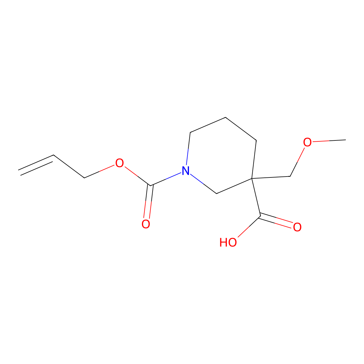 3-(Methoxymethyl)-1-[(prop-2-en-1-yloxy)carbonyl]piperidine-3-carboxylic acid molecular structure, CAS 2680770-04-9