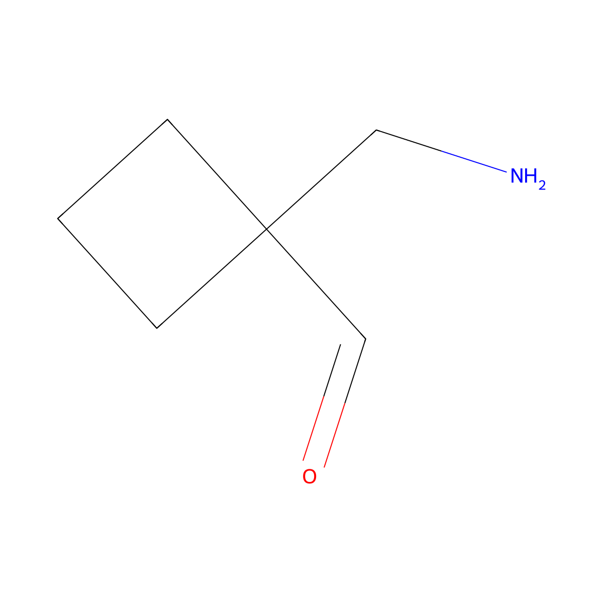 1-(Aminomethyl)cyclobutane-1-carbaldehyde molecular structure, CAS 2680770-05-0