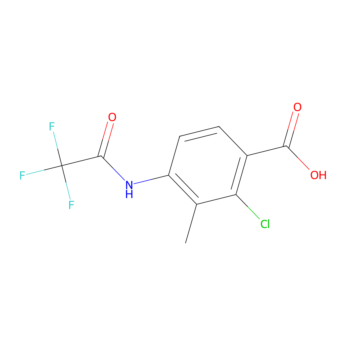 2-Chloro-3-methyl-4-(2,2,2-trifluoroacetamido)benzoic acid molecular structure, CAS 2680770-06-1