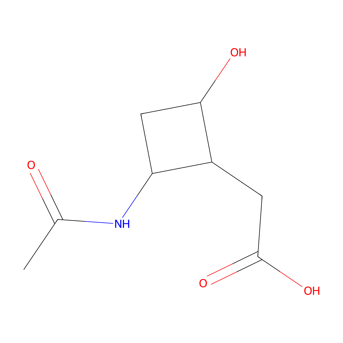 2-(2-Acetamido-4-hydroxycyclobutyl)acetic acid molecular structure, CAS 2680770-08-3