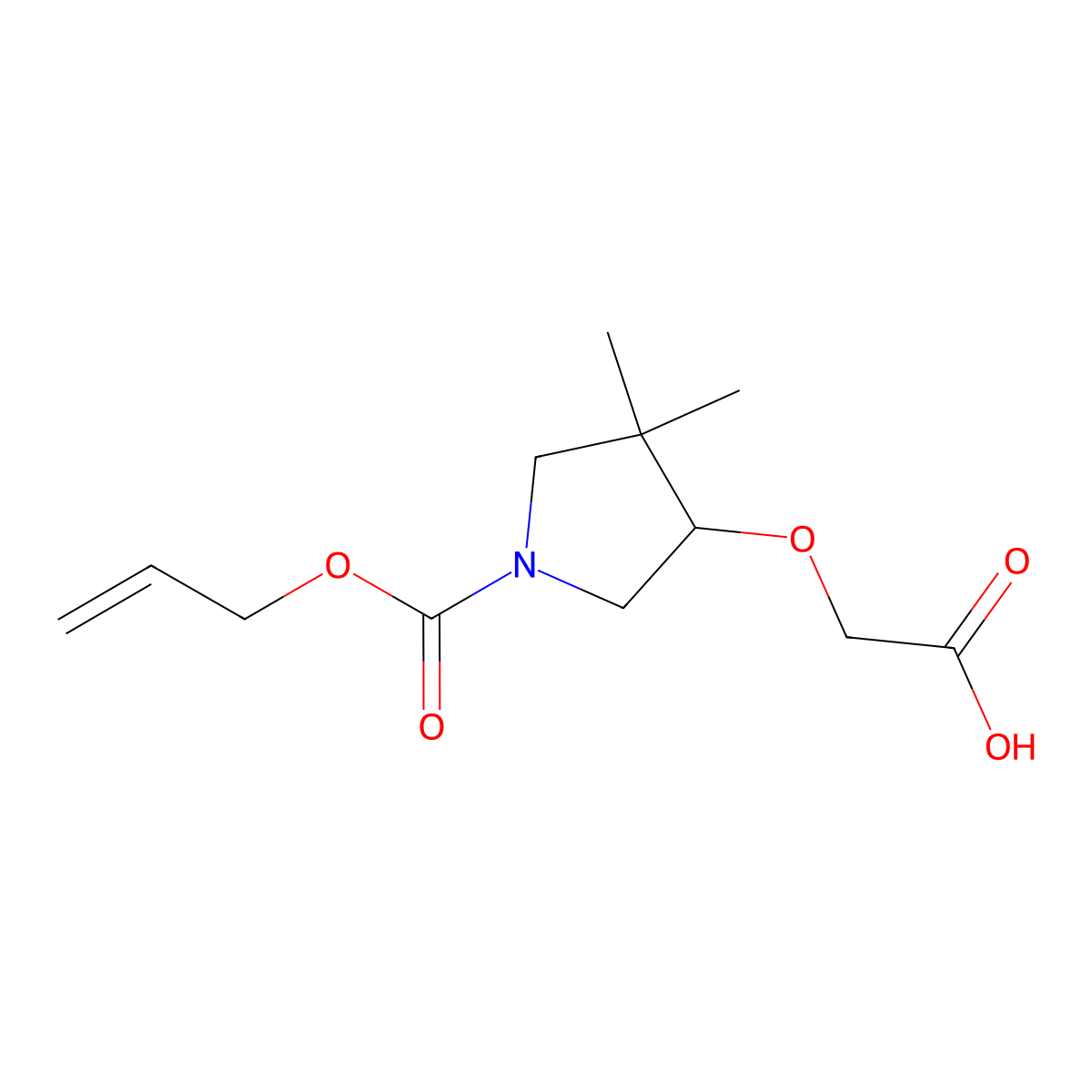 2-({4,4-Dimethyl-1-[(prop-2-en-1-yloxy)carbonyl]pyrrolidin-3-yl}oxy)acetic acid molecular structure, CAS 2680770-10-7