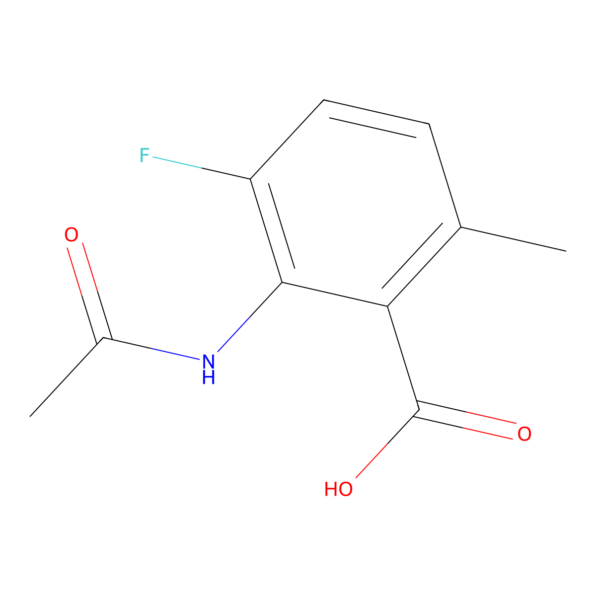2-Acetamido-3-fluoro-6-methylbenzoic acid molecular structure, CAS 2680770-18-5