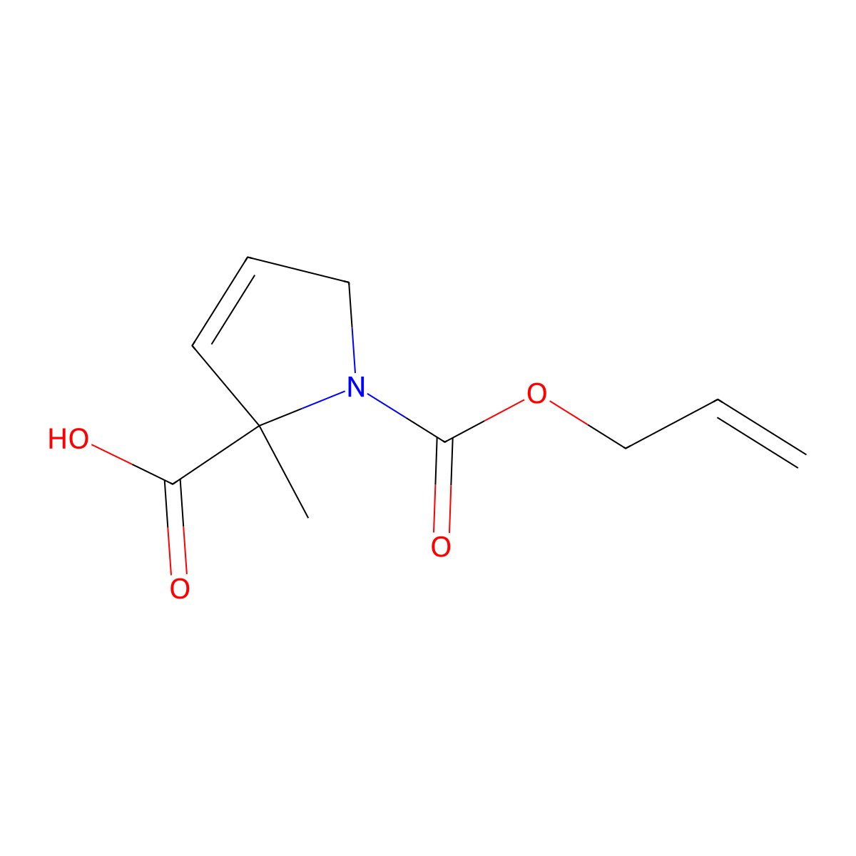 2-methyl-1-[(prop-2-en-1-yloxy)carbonyl]-2,5-dihydro-1H-pyrrole-2-carboxylic acid molecular structure, CAS 2680770-21-0