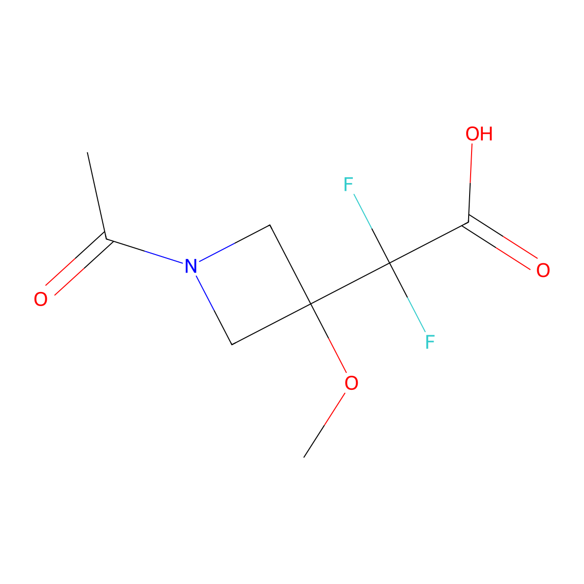 2-(1-Acetyl-3-methoxyazetidin-3-yl)-2,2-difluoroacetic acid molecular structure, CAS 2680770-22-1