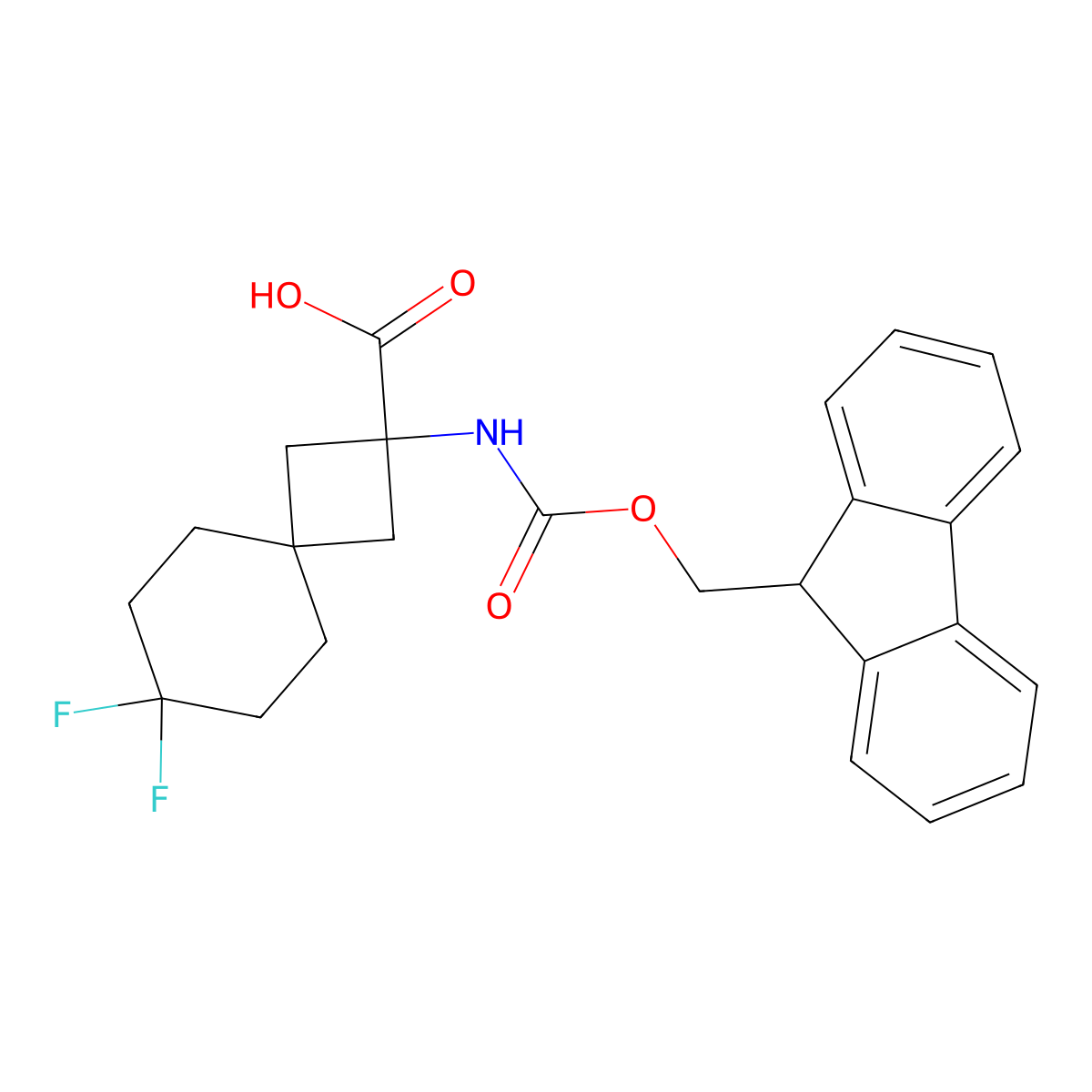 2-({[(9H-fluoren-9-yl)methoxy]carbonyl}amino)-7,7-difluorospiro[3.5]nonane-2-carboxylic acid molecular structure, CAS 2680770-23-2