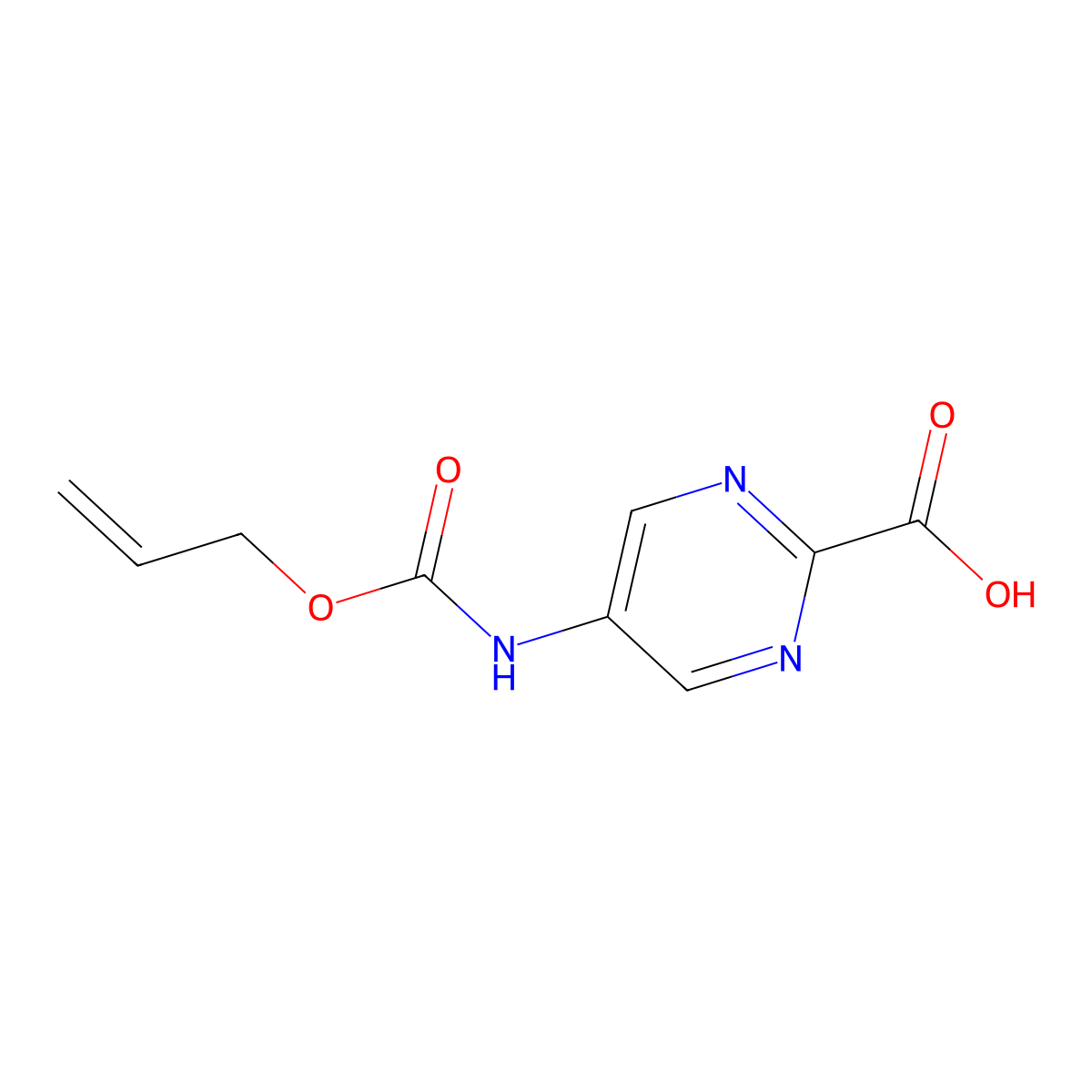5-{[(Prop-2-en-1-yloxy)carbonyl]amino}pyrimidine-2-carboxylic acid molecular structure, CAS 2680770-26-5
