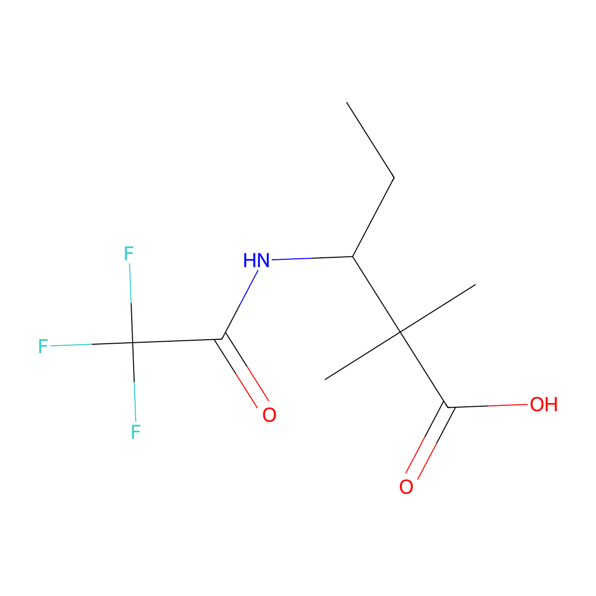 2,2-Dimethyl-3-(2,2,2-trifluoroacetamido)pentanoic acid molecular structure, CAS 2680770-35-6