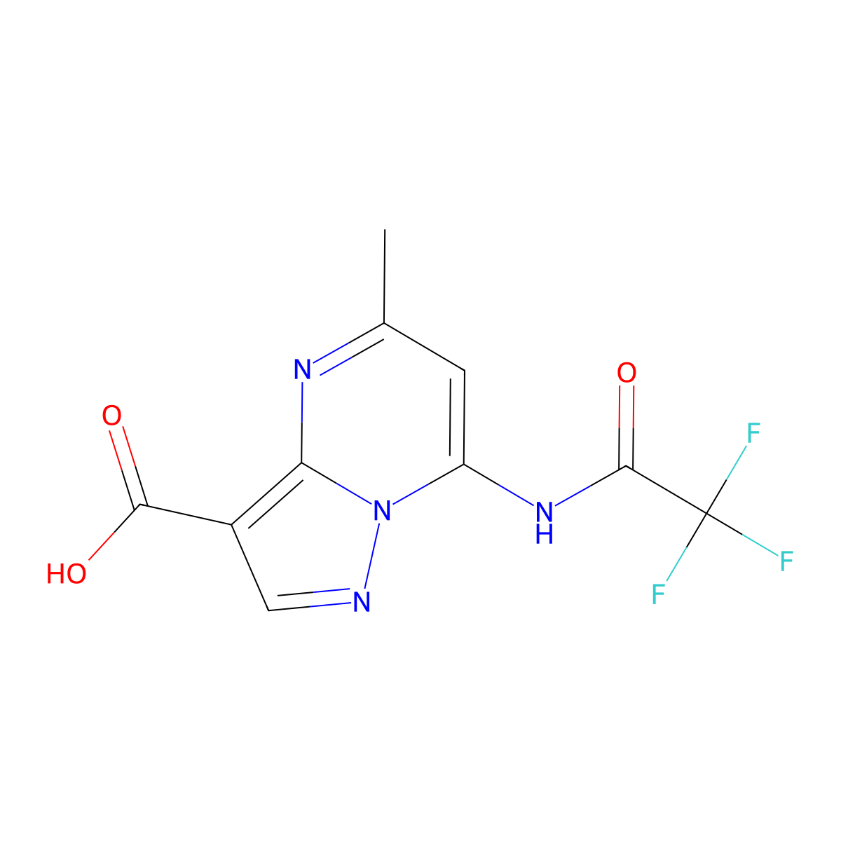 5-Methyl-7-(2,2,2-trifluoroacetamido)pyrazolo[1,5-a]pyrimidine-3-carboxylic acid molecular structure, CAS 2680770-38-9