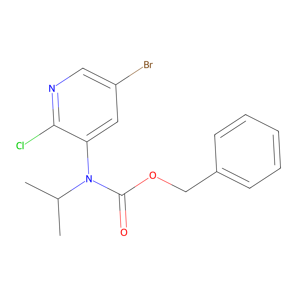 benzyl N-(5-bromo-2-chloropyridin-3-yl)-N-(propan-2-yl)carbamate molecular structure, CAS 2680770-39-0