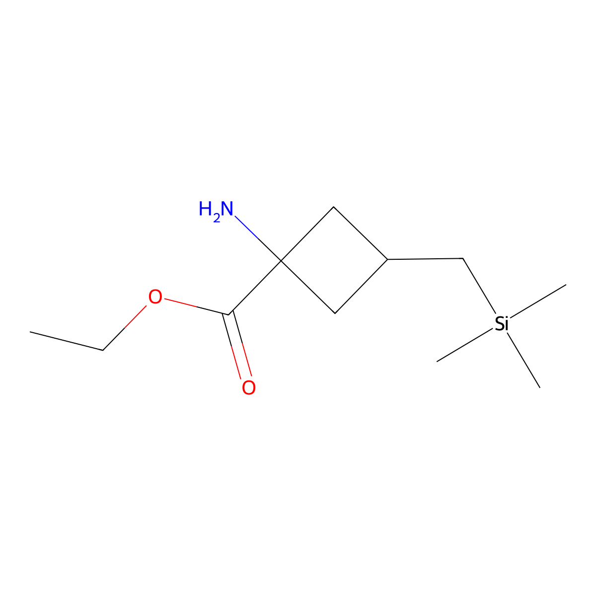 Ethyl 1-amino-3-[(trimethylsilyl)methyl]cyclobutane-1-carboxylate molecular structure, CAS 2680770-40-3