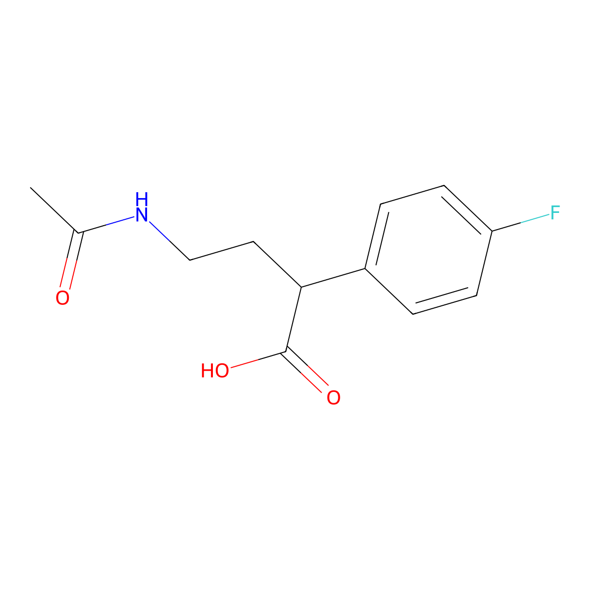 4-Acetamido-2-(4-fluorophenyl)butanoic acid molecular structure, CAS 2680770-46-9