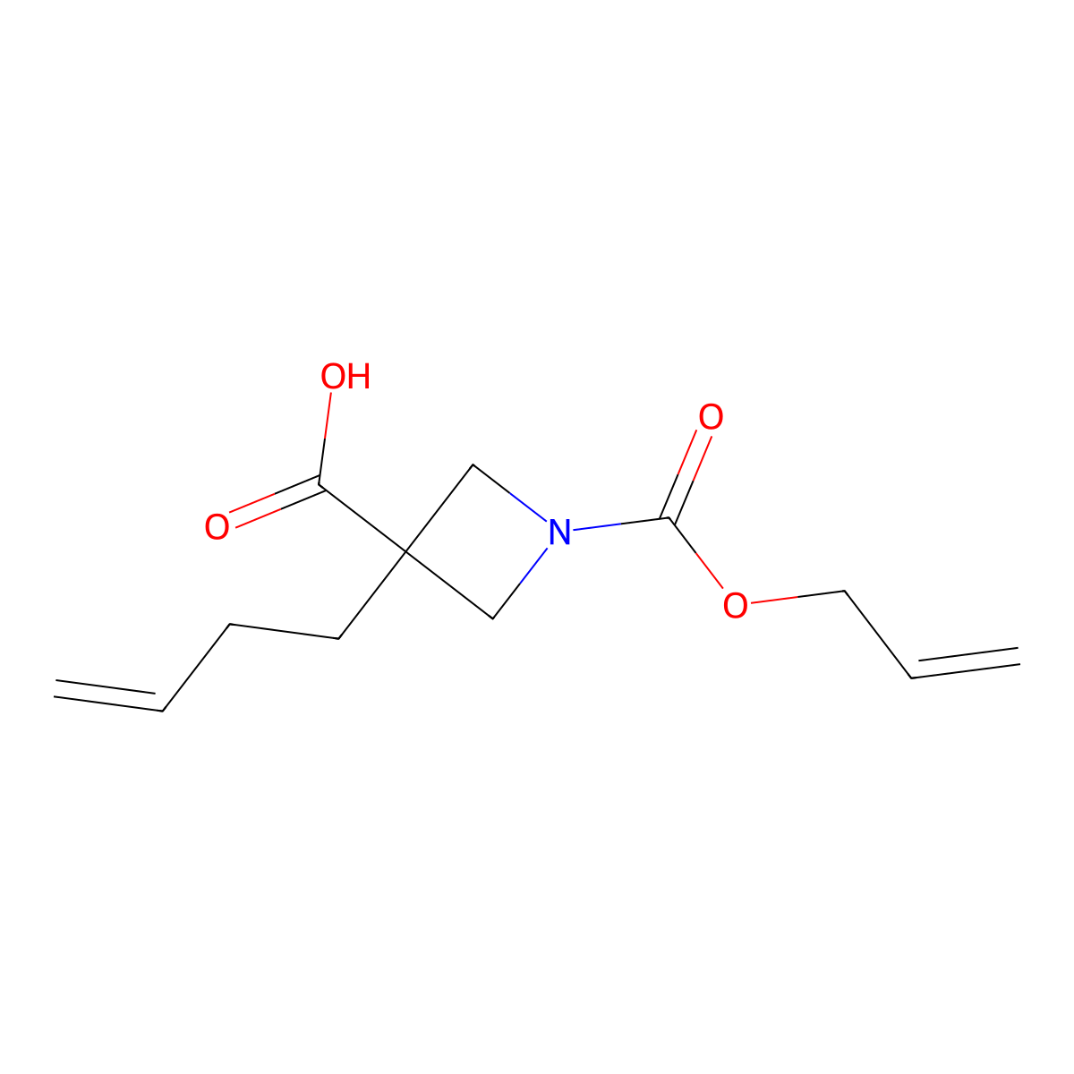 3-(But-3-en-1-yl)-1-[(prop-2-en-1-yloxy)carbonyl]azetidine-3-carboxylic acid molecular structure, CAS 2680770-48-1