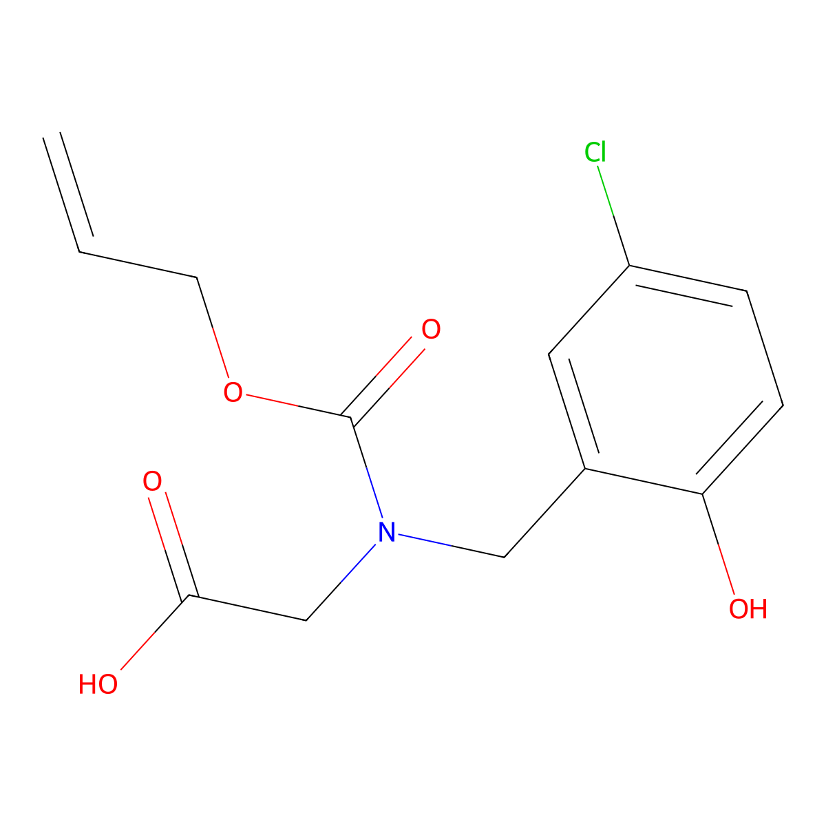 2-{[(5-Chloro-2-hydroxyphenyl)methyl][(prop-2-en-1-yloxy)carbonyl]amino}acetic acid molecular structure, CAS 2680770-50-5