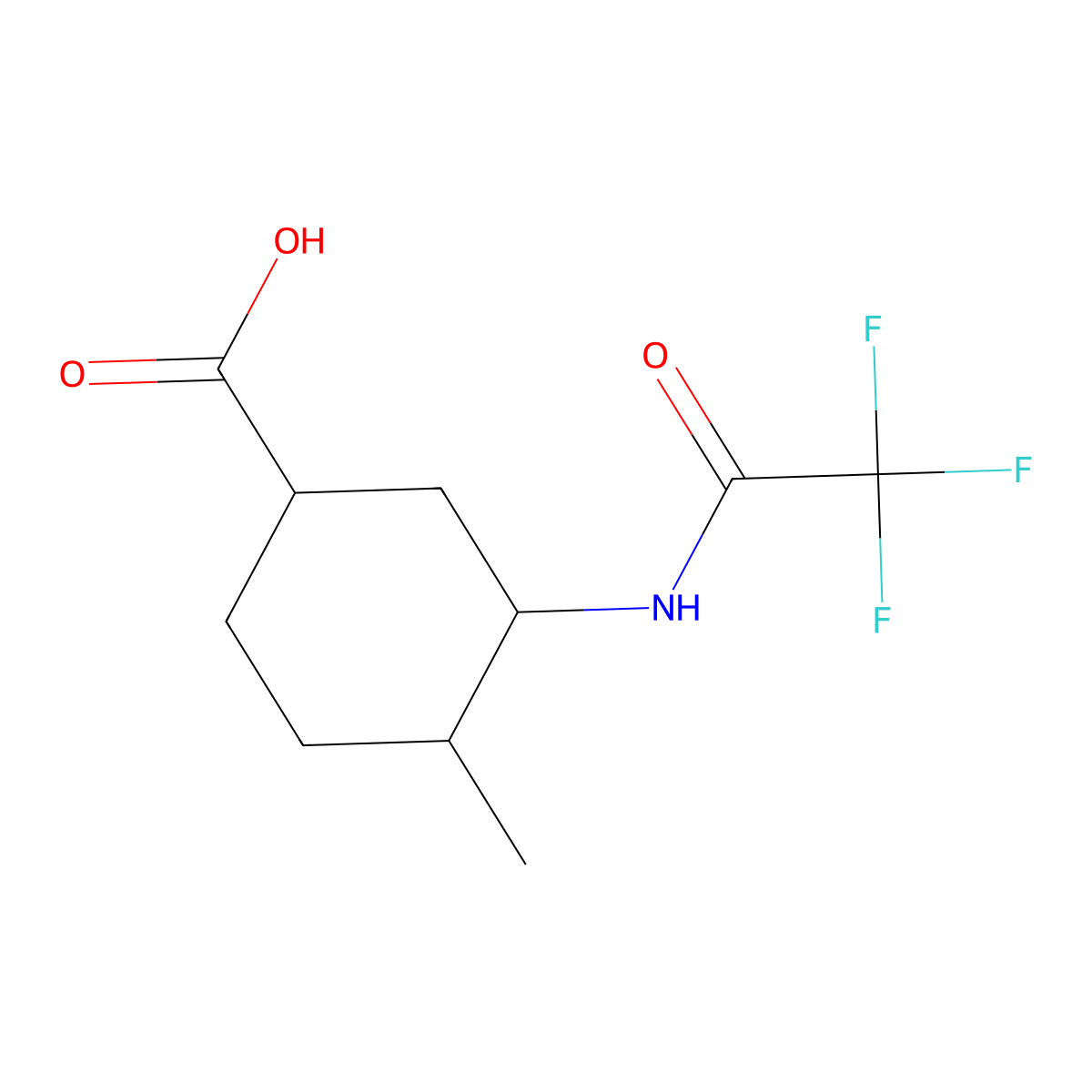 4-Methyl-3-(2,2,2-trifluoroacetamido)cyclohexane-1-carboxylic acid molecular structure, CAS 2680770-57-2