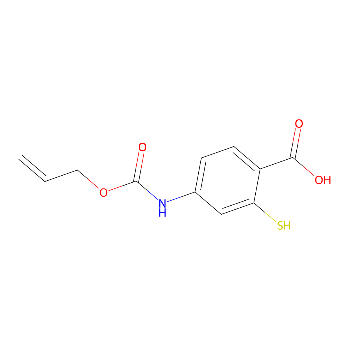4-{[(Prop-2-en-1-yloxy)carbonyl]amino}-2-sulfanylbenzoic acid molecular structure, CAS 2680770-61-8