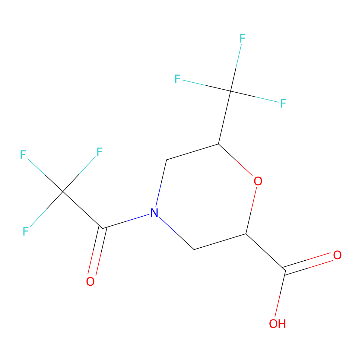 4-(2,2,2-Trifluoroacetyl)-6-(trifluoromethyl)morpholine-2-carboxylic acid molecular structure, CAS 2680770-64-1