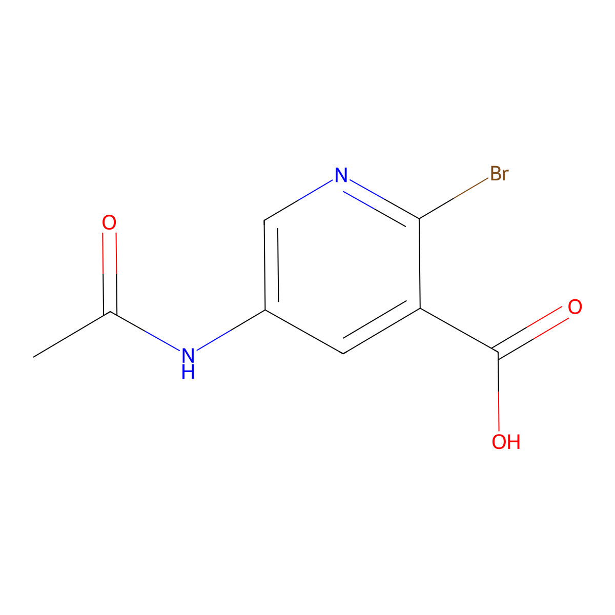 2-Bromo-5-acetamidopyridine-3-carboxylic acid molecular structure, CAS 2680770-68-5