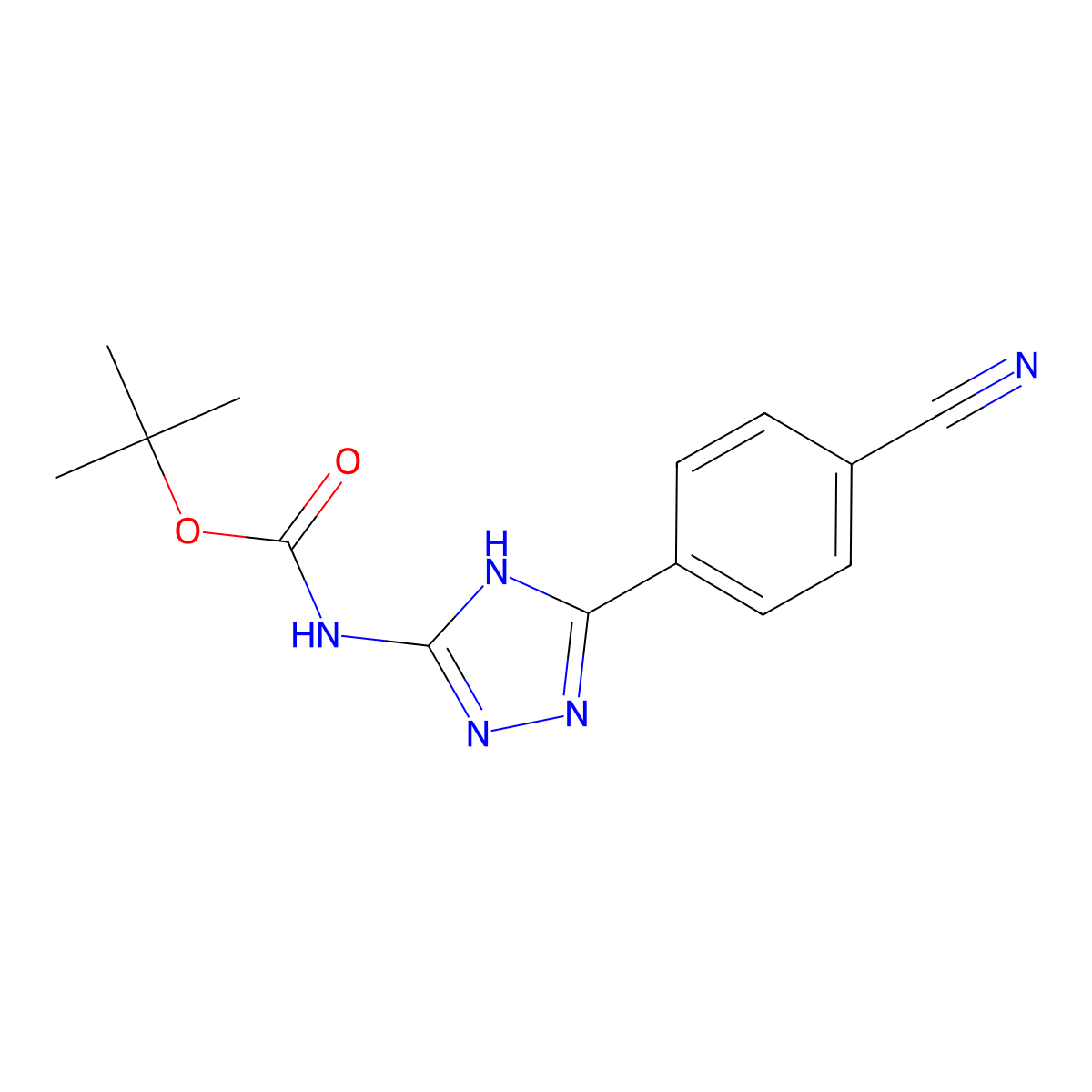 tert-butyl N-[5-(4-cyanophenyl)-4H-1,2,4-triazol-3-yl]carbamate molecular structure, CAS 2680770-69-6