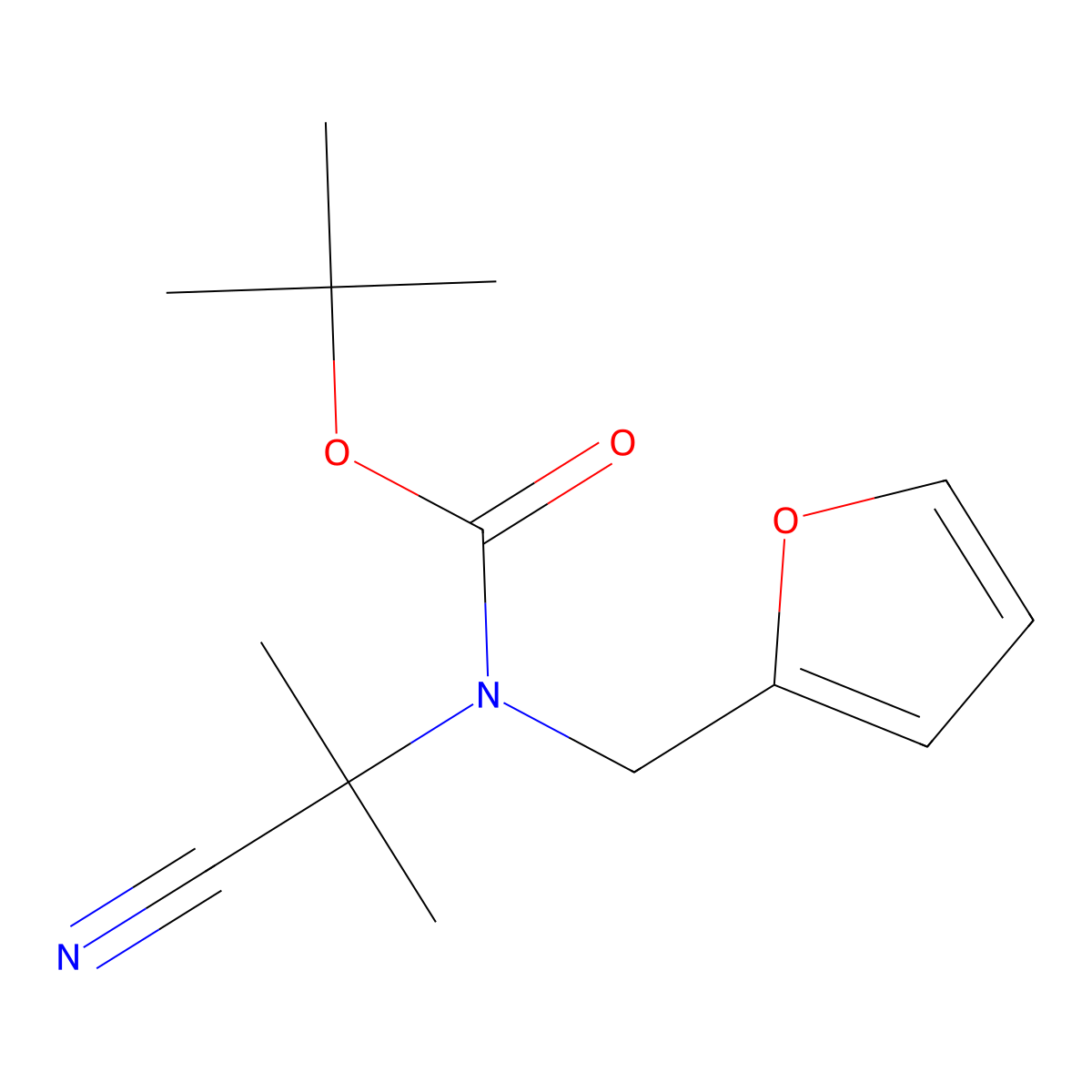 tert-butyl N-(1-cyano-1-methylethyl)-N-[(furan-2-yl)methyl]carbamate molecular structure, CAS 2680770-77-6