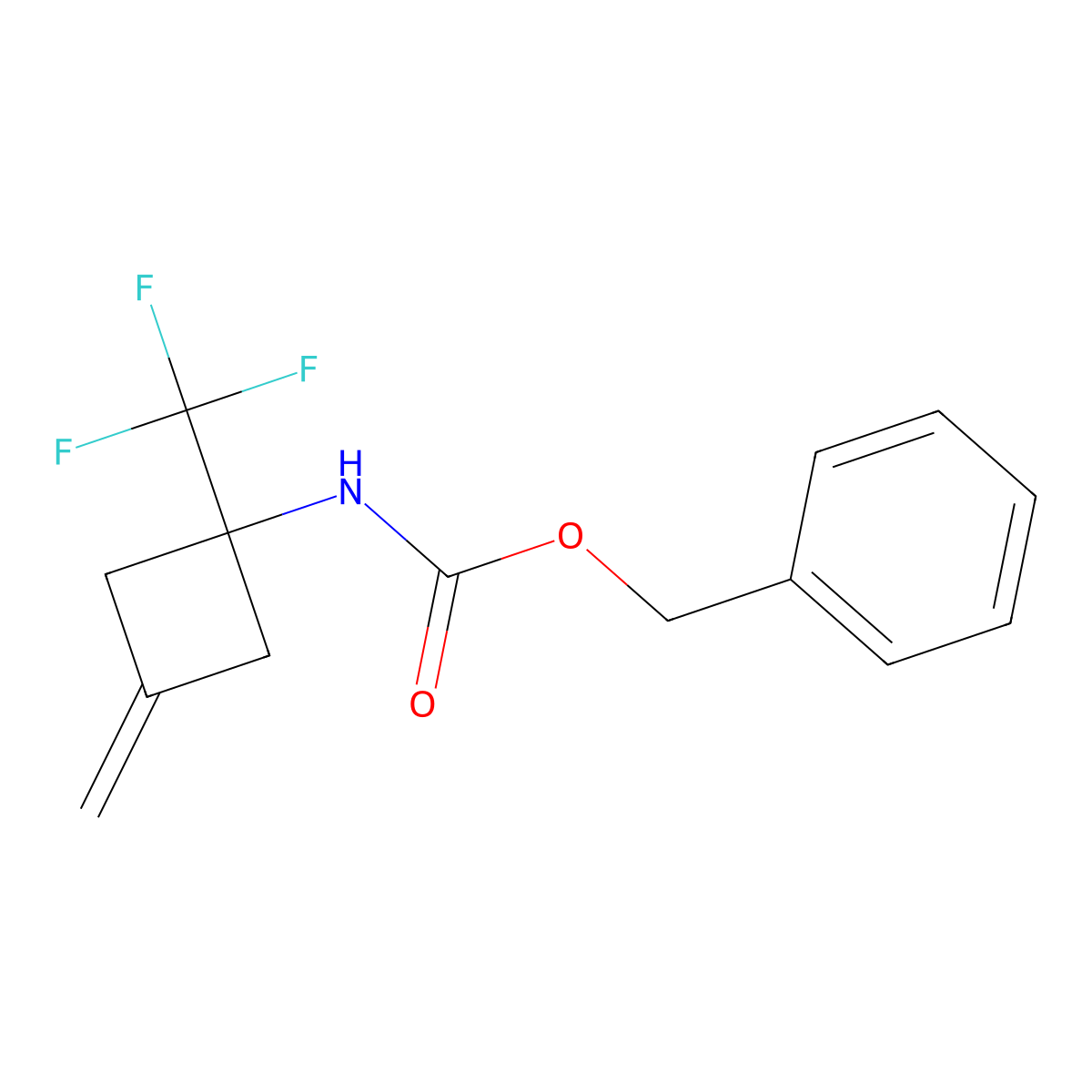 benzyl N-[3-methylidene-1-(trifluoromethyl)cyclobutyl]carbamate molecular structure, CAS 2680770-78-7