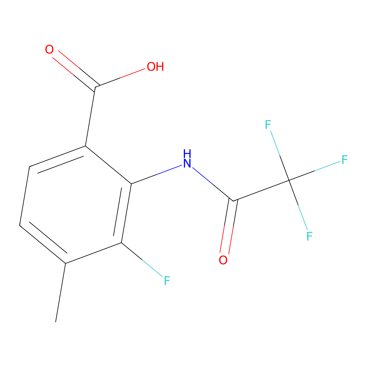 3-Fluoro-4-methyl-2-(2,2,2-trifluoroacetamido)benzoic acid molecular structure, CAS 2680770-84-5