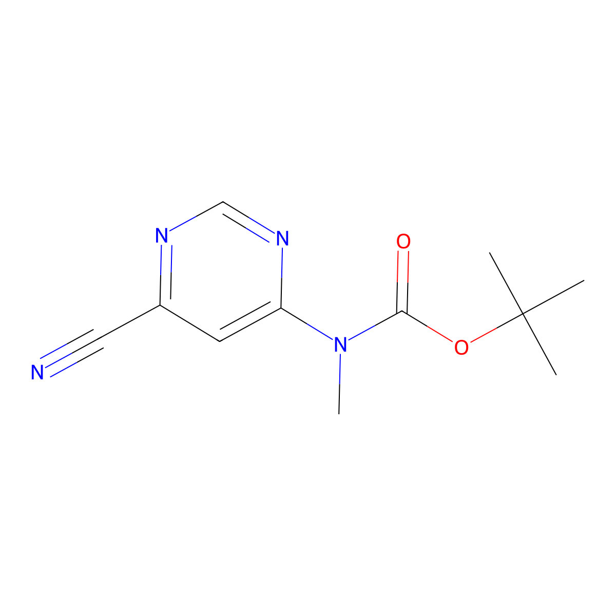 tert-butyl N-(6-cyanopyrimidin-4-yl)-N-methylcarbamate molecular structure, CAS 2680770-87-8
