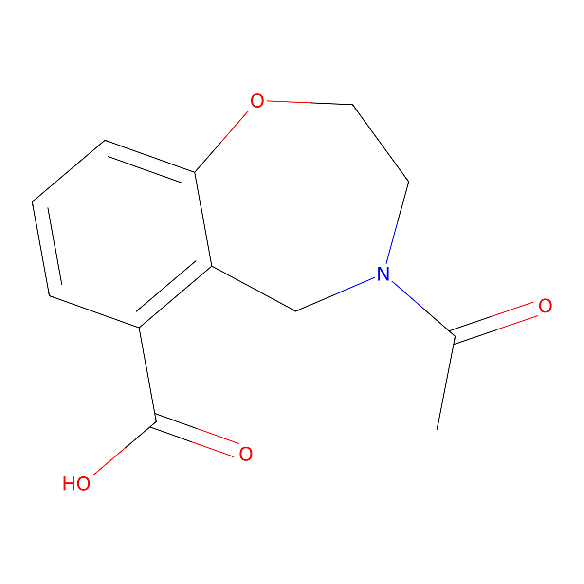4-Acetyl-2,3,4,5-tetrahydro-1,4-benzoxazepine-6-carboxylic acid molecular structure, CAS 2680771-00-8